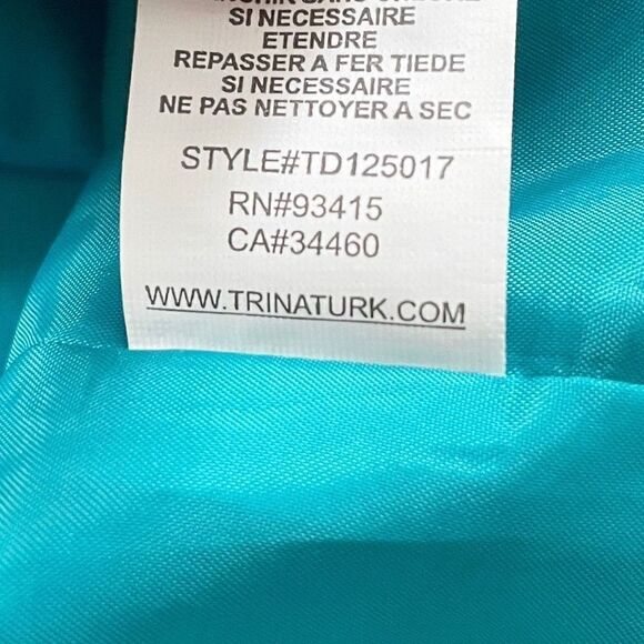 Trina Turk Silk Turquoise Gold Studded Halter Dress Size 6 - Picture 6 of 7